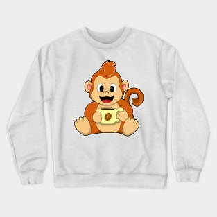 Monkey with Cup of Coffee Crewneck Sweatshirt